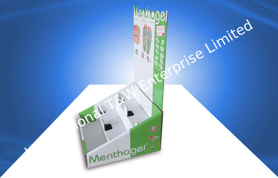 Ein guter Preis. Die zwei Reihen-Pappecountertop zeigt Magazin für Nursingcare-Produkte an Online