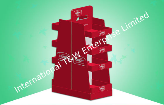 Ein guter Preis. Rote Positions-Pappwerbungs-Anzeigen 2 versahen der vier Regal-großer Raum-Stall mit Seiten Online