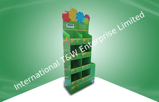 Ein guter Preis. Kundengebundene Positions-Pappe zeigt recyclebare Ausstellung für Regenschirme an Online